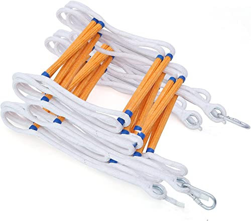 25ft Safety Balcony Fire Escape Ladder with Hooks Carabins | 2 Story for Adults and Kids |Reusable Multi-use for Treehouse|Weight Capacity up to 2000 lb