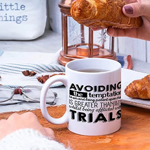 Weiße Tassen mit Zitaten Avoiding The Temptation to Sin And Being Patient On That Coffee Mugs Mockup Tasse Mockup Einzigartiges Geburtstags- oder Neuheitsgeschenk 325 ml