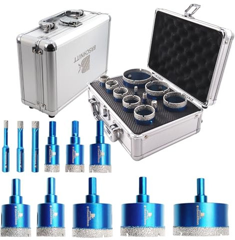 BRSCHNITT Punta per Trapano Diamantata Set - Frese diamantate 6/8/10/20/25/28/32/35/45/50/65mm punte diamantate per Porcellana Granito Piastrella Marmo Taglio a Secco