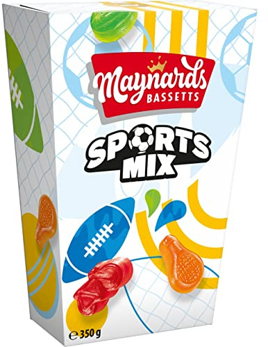 Maynards Bassetts Sports Mix Sweets Gift Carton, 350 g (Pack of 1) | Vegetarian Jelly Candies, Multi-Coloured, Naturally Flavoured, For Sharing, Ideal Birthday Treat