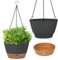Evoio 25cm Hanging Plant Pots Self Watering Hanging Flower Pots Hanging Planters with Visible Water Level Tray Drainage Holes Removable Tray for Indoor Outdoor Plants (Set of 2, Dark Grey)