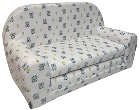 FORTISLINE Kindersofa MINI ausklappbar 78 x 45 x 40 cm - Kinderzimmer Sofa aus Mikrofaser mit Liegefläche 104 cm, abnehmbarem waschbarem Bezug, Oeko-TEX Standard 100
