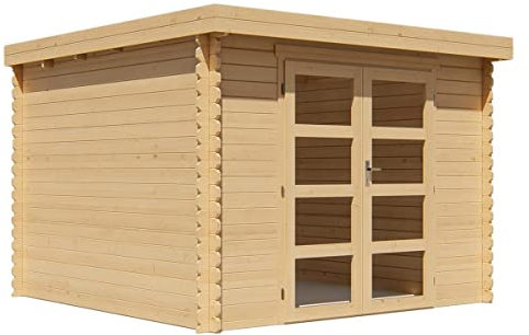 Vente-unique-Abri de Jardin en Bois avec Toit Plat 9,86 m² épaisseur 28 mm - LOTAVI