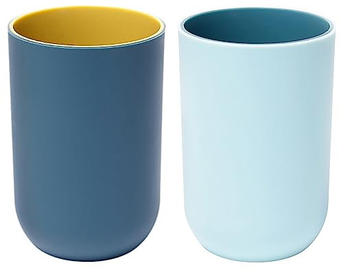 Mousyee Ancestral Toothbrush Cup, Plastic, Elegant Toothbrush Cup, Pack of 2 Toothbrush Cups, Reusable, for Travel, Camping, Bathroom, Tidy Bathroom Accessories, AM02012912MON