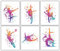 Gtoaxxno 6 Stück abstraktes Mädchen Gymnastik Wandkunstdruck, Sportliche Silhouette, Poster, Fitnessstudio, Spind, Mädchen, Schlafzimmer, Schlafsaal, Raumdekoration, ungerahmt (20 x 25 cm)