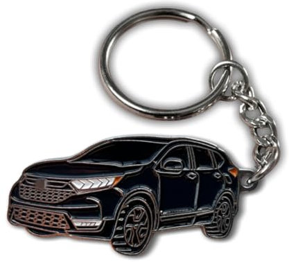 HUIANTS Auto-Schlüsselanhänger für Honda CR-V, Zubehör, Metall/Emaille, Schlüsselanhänger, Ring, 3D-Modellauto (schwarz), Schwarz