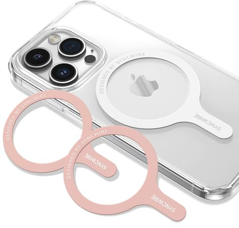 Syncwire Magnetic Metal Ring(3 Pack), Compatible with MagSafe Sticker, Support Wireless Charging, Universal Magnetic Conversion Kit for iPhone 15/14/13/12/11,Galaxy S23, All Phones & Standard Cases