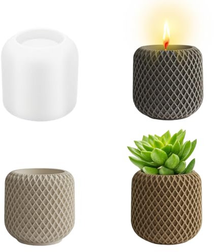 Quixotical Silikonformen Gießformen, 3D Zylinder Kerzenhalter Silikonform, Vase Gießformen für Beton und Vorratsgefäß, Flexible Kerzenhalter Formen