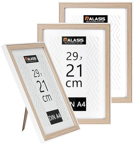 Walasis Bilderrahmen A4 Holz Rahmen: 3er Set Holzrahmen Din A4 21x29,7cm MDF Fotorahmen