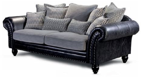 Casa Padrino Luxus Echtleder 3er Sofa Vintage Schwarz/Grau 230 cm