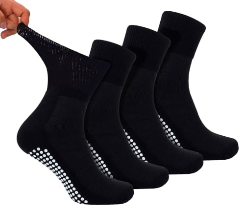 4 Paar Kurz Bambus Antirutsch Diabetikersocken | Dr. Socks | Ohne gummi ohne Naht Strick und Rutschfeste Socken für Diabetiker