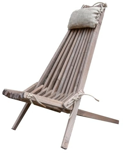 Gov Wood Liegestuhl Klappbar Holz - Sonnenliege mit Jutekissen - Ergonomisches Design, Outdoor & Indoor Gebrauch, Langlebig und Stilvoll - 106x56x86 cm