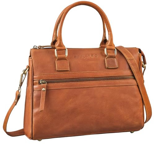STILORD 'Corrine' Modische Handtasche Damen Leder Mittelgroß Shopper mit Reißverschluss Henkeltasche und Schultertasche Frauen Lederhandtasche Damen Echtleder, Farbe:texas - braun