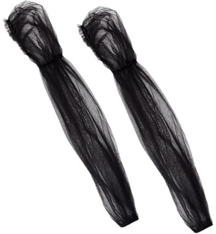 AHANDMAKER Organza Detachable Sleeves, Black Mesh Fingerless Gloves, 30 Long Bridal Tulle Gloves for Dresses, Banquets, Opera Theme Party