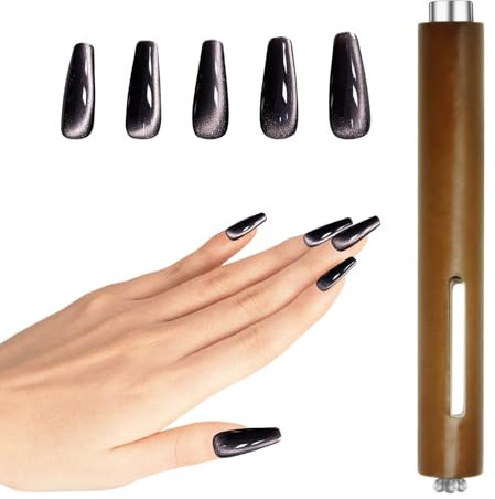 3 in 1 Cat Eye Magnet for Nails, Cigar Shape Cat Eye Nail Magnet Multi-Function Gel Nail Polish Nails Magnet 3D Nail Magnets for Nail Art , Strong Suction Cat Eye Nails Magnet for Home DIY Salon