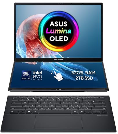ASUS Zenbook DUO UX8406C 14.0 3K 400nits 120Hz OLED Touchscreen Laptop (Intel Core Ultra 9 285H, 32GB RAM, 2TB PCi G4 SSD, Dual Screen, Windows 11) Ships with Soft Keyboard