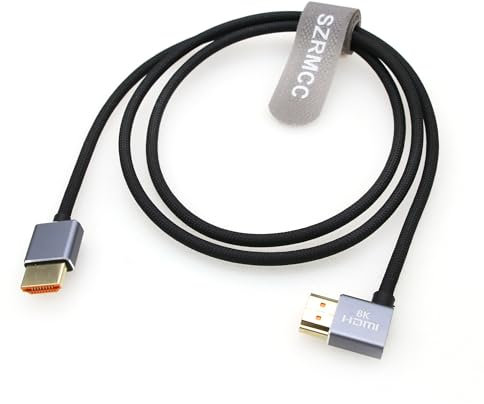 SZRMCC 8k 2.1HDMI Kabel HDMI Geflochtenes Spiralkabel Ultra High Speed Soft HDMI Kabel für Z Cam E2 Portkeys BM5 Atomos Shinobi Ninjav V Monitor S-Ony Canon Kamera (HDMI-Left HDMI, 2m)