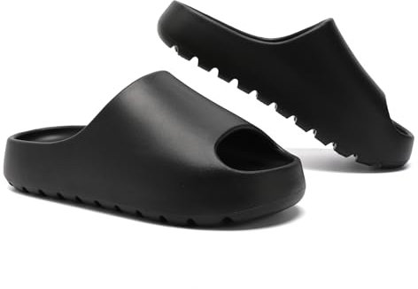 Uonesone Ciabatte donna uomo estive da Spiaggia Pantofole,Ultra Morbido Doccia Bagno Antiscivolo Asciugatura Rapida Punta Aperta Super Morbida Comoda Suola Spessa Sandali Scarpe(Nero,46/47 EU)