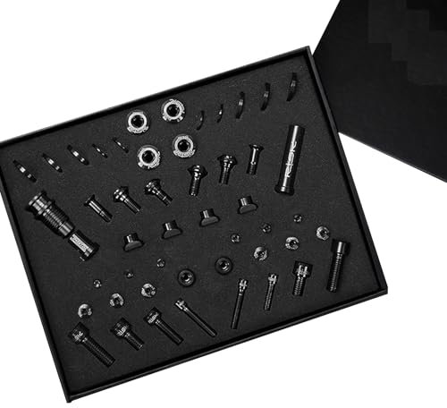 YLME Road Bicycle Screw Set 49pcs UT R8000 Titanium Alloy Screw Set for Ultegra R8000 Brake Derailleur, C-clip Brake Shift Screw Set,Black