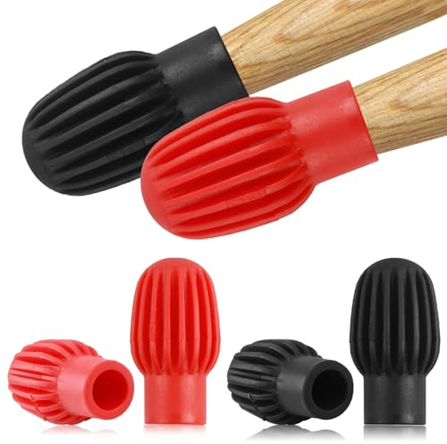 4Pcs Drum Mute Dampener Silicone Drumstick Practice Tips Percussion | Mute Replacement Musical Instruments Accessory for Practice Beginner Drumming Enthusiast Black and Red