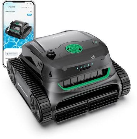 WYBOT S2 Robot nettoyeur de piscine sans fil, aspirateur de piscine à navigation intelligente pour piscines jusqu'à 300 m², triple moteur, double filtration, dure 210 minutes d'autonomie, mode tactile