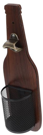 VINTORKY Abrebotellas De Madera Vintage con Colector De Destapador De Cerveza Pared para Cocina Herramienta Práctica y Camping