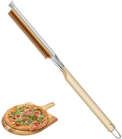 Comroxu Brosse Four a Pizza Poils Laiton, Brosse à Pierre à Pizza, Brosse en Cuivre Pierre Pizza Outil Nettoyage, Accessoire Four a Pizza, Outil Nettoyage pour Cuisine, pour Fours et Pierres à Pizza