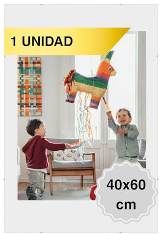 MARCOFOTO Set de 1 Marco de Fotos – Marco Clip de Plexiglas sin Marco – Portafotos de Plexiglas Transparente con Colgador – Diseno Minimalista para Fotos, Diplomas y Certificados – 40x60 cm