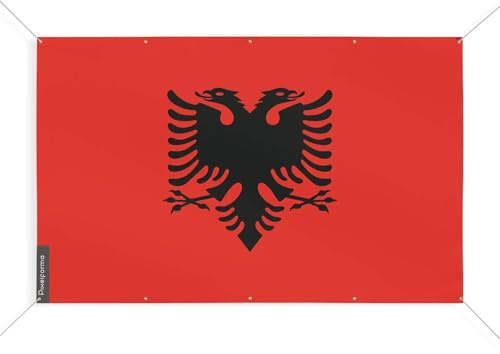 Bandiera Albania con 10 occhielli in varie misure, 160 x 240 cm