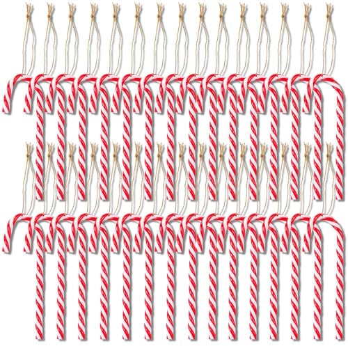 30 Stück Zuckerstangen für den Weihnachtsbaum,Weihnachten Anhänger Rot und Weiß Weihnachtsbaumschmuck Christbaumanhänger Weihnachtsdeko Zuckerstangen mit Kordel (30)
