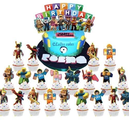 25 PCS Rob-lx tortendeko Set, Cake Topper, Geburtstagskuchen-Topper, Deko für Kuchen, Cupcakes und Torten
