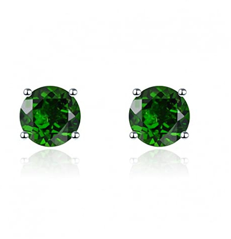 HLTYGWX Grüner Chromdiopsid-Ohrring aus massivem 925er-Material für Damen, edler Schmuck, mehrfarbige Geburtssteine, Geschenke, Stil 1