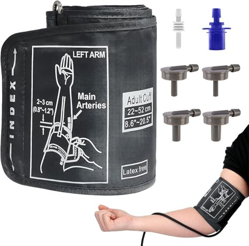 Blutdruckmanschette Oberarm XXl Blutdruckmessgerät Große Manschette 22-52CM | Blutdruck Manschette Präzise Messung Kompatibel Mit Den Meisten Blutdruckmessgeräten Mit 6 Steckverbinder