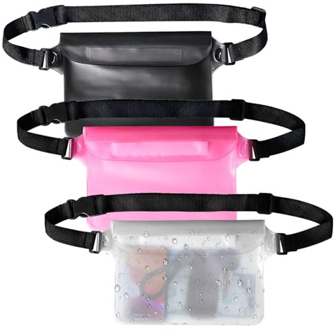 Eniyou 3 Stück wasserdichte Bauchtasche zum Schwimmen IPX8 Wasserfeste Bauchtasche wasserdichte Gürteltasche Schwimmtasche Waterproof Bag for Swimming Wasserdicht Tasche Strand