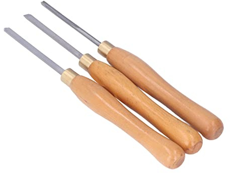 3 couteaux à bois pour tour à bois avec manche en hêtre et insert en acier, couteaux à bois à bord tranchant pour le bricolage en menuiserie, outils de tour résistants aux chocs po
