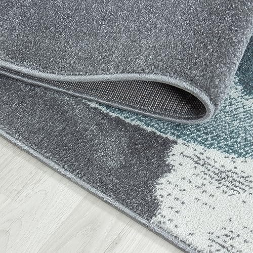 KADIMA DESIGN Kinderzimmerteppich Dinosaurier Bunt Weich Pflegeleicht Waschbar Langlebig Strapazierfähig Rund Blau 120x120 cm Spielzimmer Oeko-TEX Fußbodenheizung geeignet | NOLA
