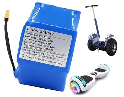 Batterie 36V 4,4Ah pour Hoverboard Et Monocycle Électrique, avec Prise Intégrée. Batterie De Remplacement 36Vpour Hoverboard Et Scooter Électrique (36V, 4,4Ah)
