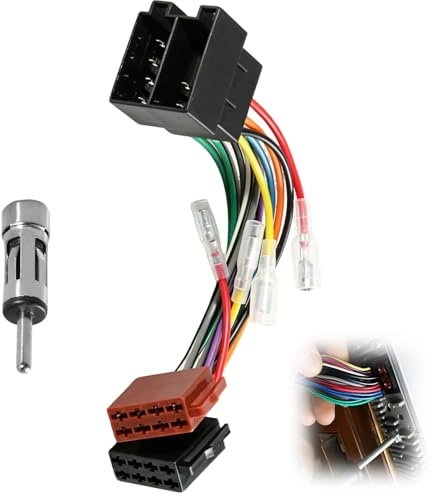 Universal Autoradio Adapter Set 16 Pin ISO auf ISO Verlängerungskabel mit DIN Antennenadapter Auto Radio Kabelbaum Stecker Kompatibel mit Audi BMW VW Honda Hyundai Peugeot Renault