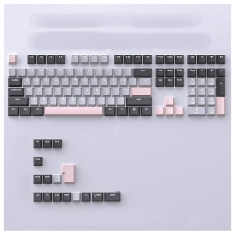 YDMHYLAI 124 Keys Double Shot PBT Three-color Keycaps for 65/75/80/100% Mechanic Keyboard, Soft Lightweight UV(Type B(opp))