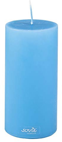 Sovie CANDLES Stumpenkerze | Maritim Votivkerze Blockkerze | 1 Flachkopfkerze in Aquablau (Ø70mm x 150mm)