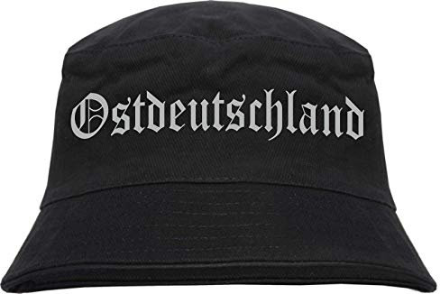 sostex Ostdeutschland Fischerhut - Druckfarbe Silber - Bucket Hat S/M Schwarz