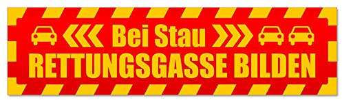 Kiwistar - Autoaufkleber - Rettungsgasse Stau gestreift - Hinweis Aufkleber Sticker für Auto, Kfz, Fahrrad, PKW, LKW