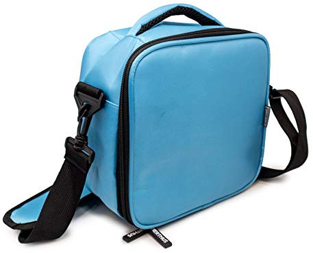 NERTHUS FIH 669-Bolsa termica Porta Alimentos con Bandolera y Dos Bolsillos Lunch Bag, Acero Inoxidable, Azul Pastel, Sin Herméticos