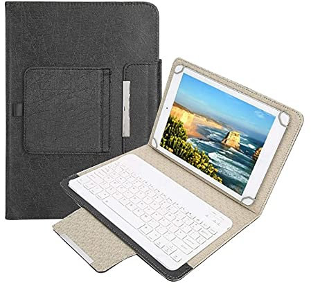 OKBY Étui en PU Clavier Android -10 `` Tablette Ordinateur Portable Housse de Protection Universelle en PU + Clavier Bluetooth pour Android/iOS/Win