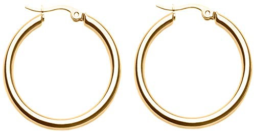 day.berlin Damen Creolen Circle in Gold Ohrringe rund (2Stck.) 316L Edelstahl 3cm Durchmesser, 3mm stark, 18k vergoldet für Frauen