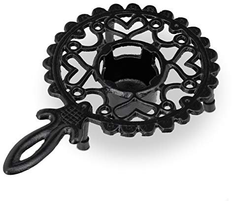 Relaxdays 3X Scaldavivande, Scalda Tazze, Teiera e Caffettiera, in Ghisa, 1 Lumino, Design Antico, Fornellino Rustico, Nero