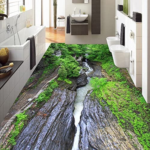 HGFHGD Papel tapiz mural para suelo 3D paisaje natural pintura de suelo vinilo impermeable rollo de papel tapiz adecuado para cocina sala de estar baño