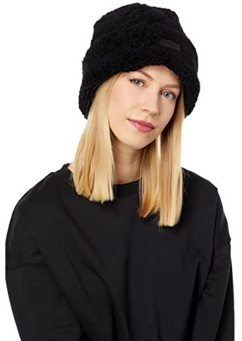 UGG Wasserabweisende, lockige Schaffell-Mütze, schwarz, S/M