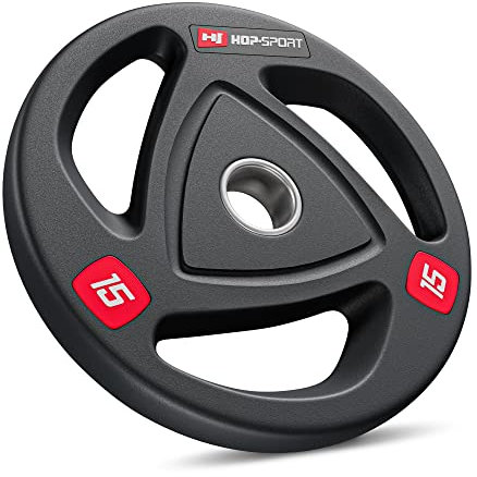 Hop-Sport 15 kg Profi Studio Gusseisen Olympia Hantelscheibe 50mm gummiert Guss Gewichte Hantel Set 50/51 mm Bohrung 1x15 kg