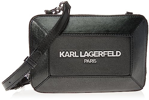 Karl Lagerfeld Paris Damen Ikons Crossbody Cross Body, schwarz metallic